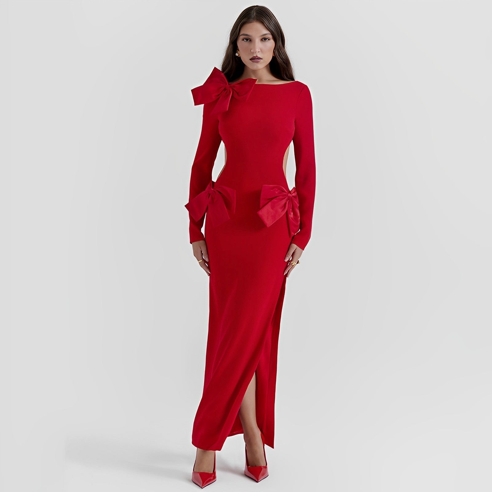 Karminrotes Kleid