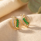 Shimmering Leaf Emerald Earrings