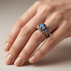 Blue Crystal Flower Exotic Ring