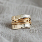 Silver Gold Threads Ring