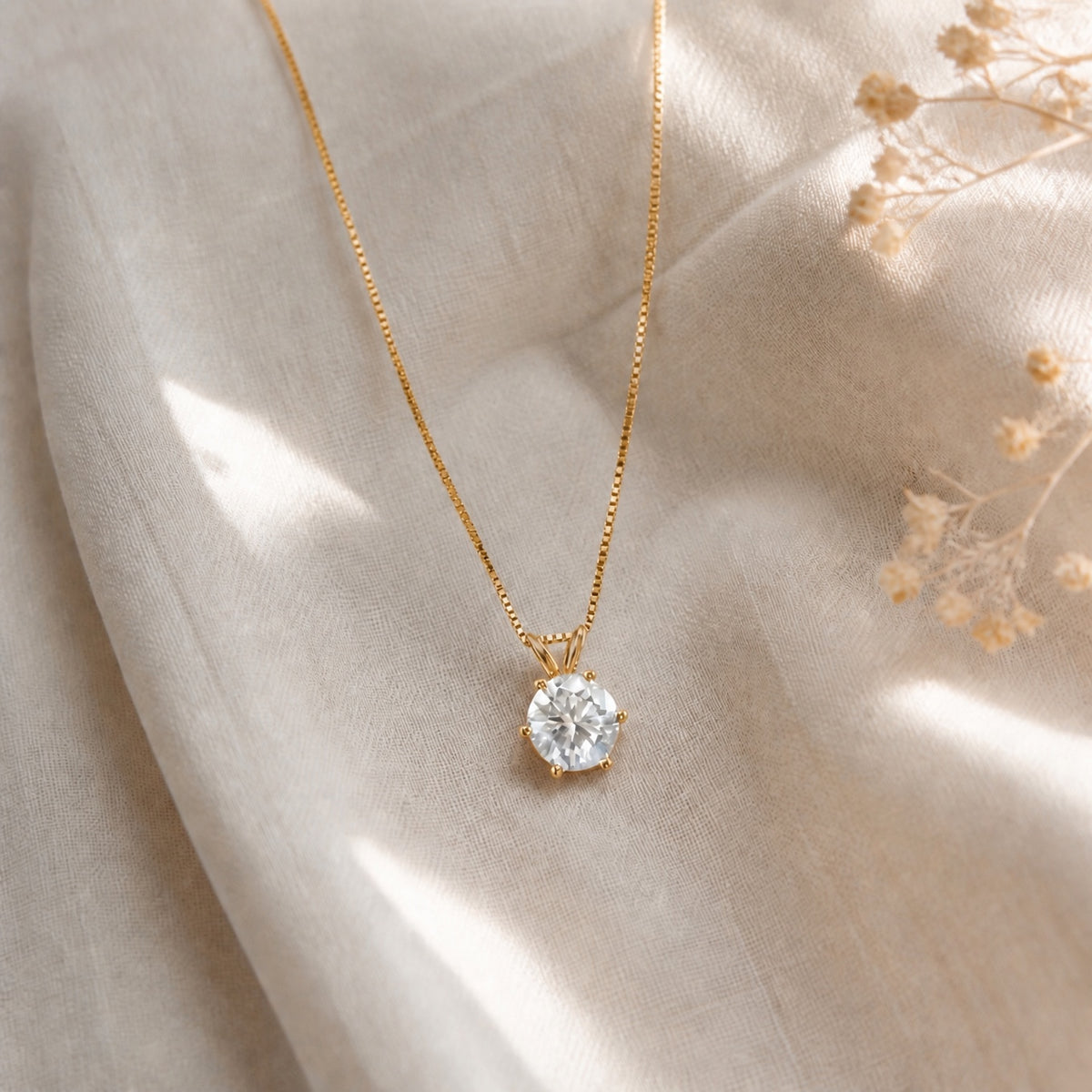Shimmering Solitaire Pendant Necklace