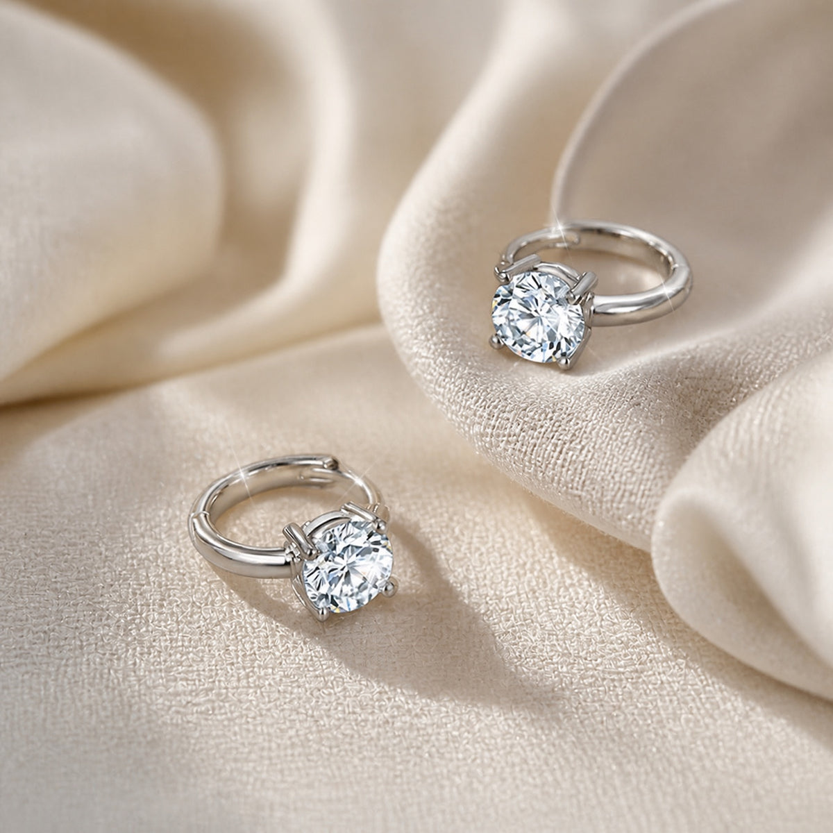 Minimalist Solitaire Hoop Earrings