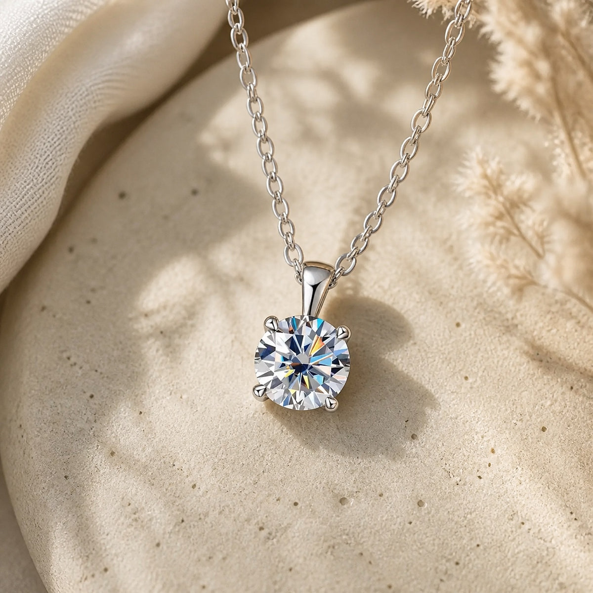 Shimmering Solitaire Drop Necklace
