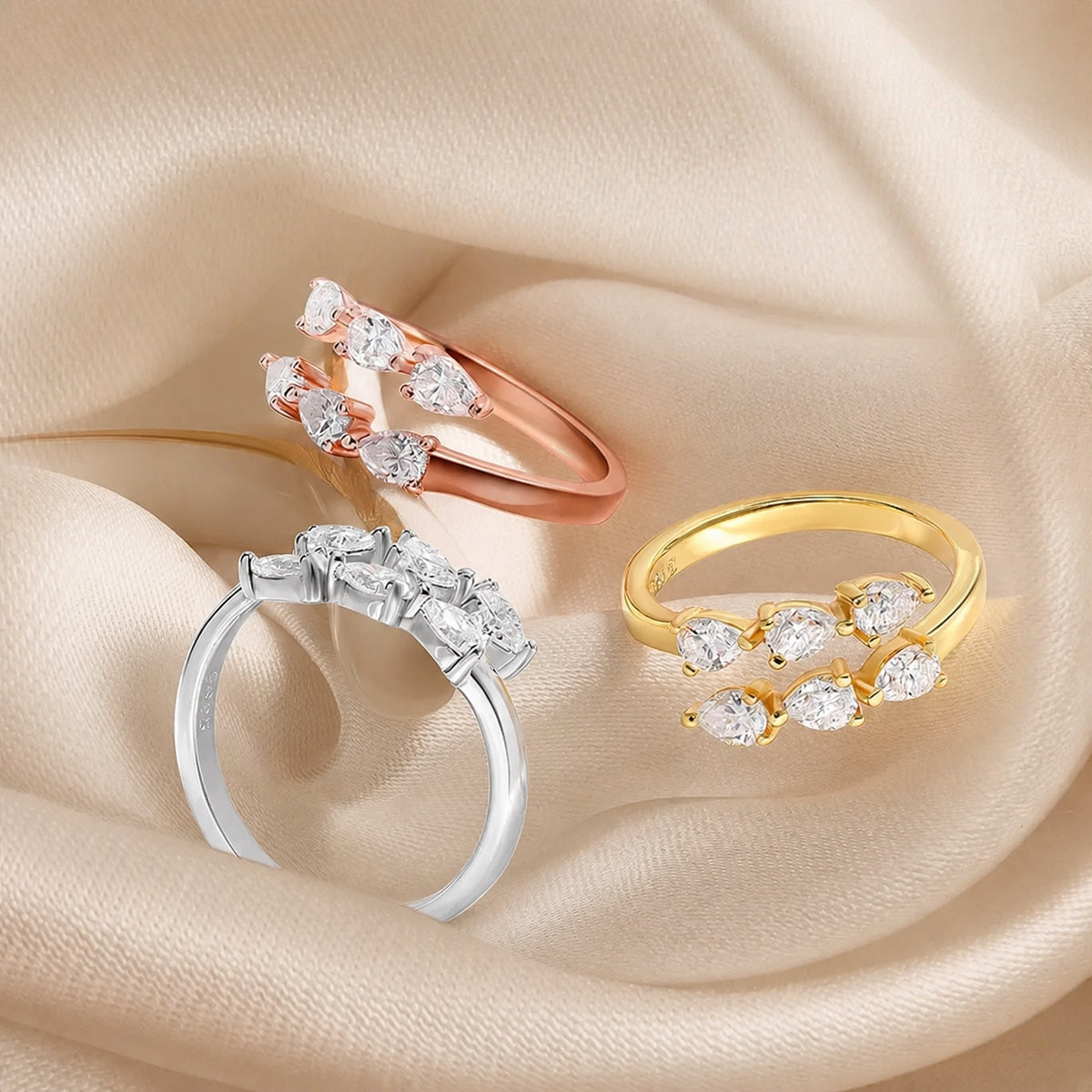 Pear Cluster Open Ring