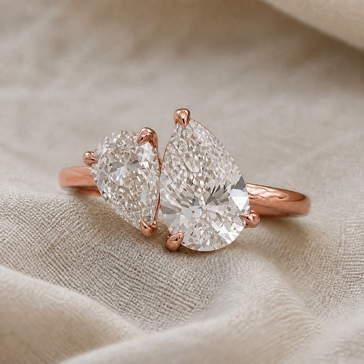 Duo Pear Cut Crystal Ring