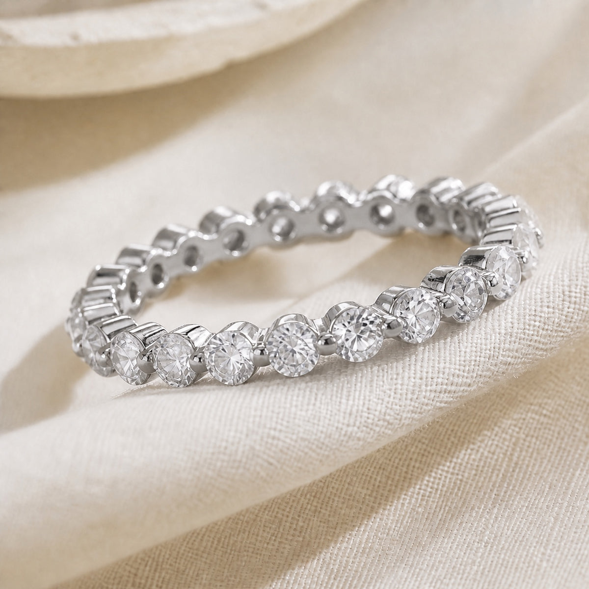 Eternity Round Zirconia Cluster Ring