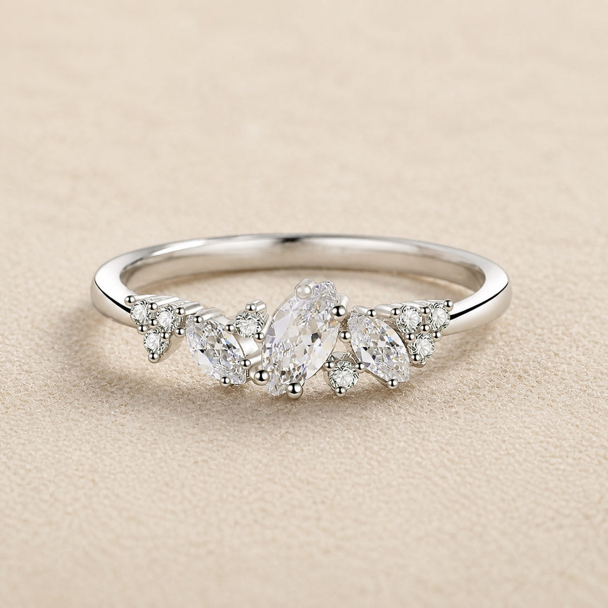Irregular Marquise Crystal Ring