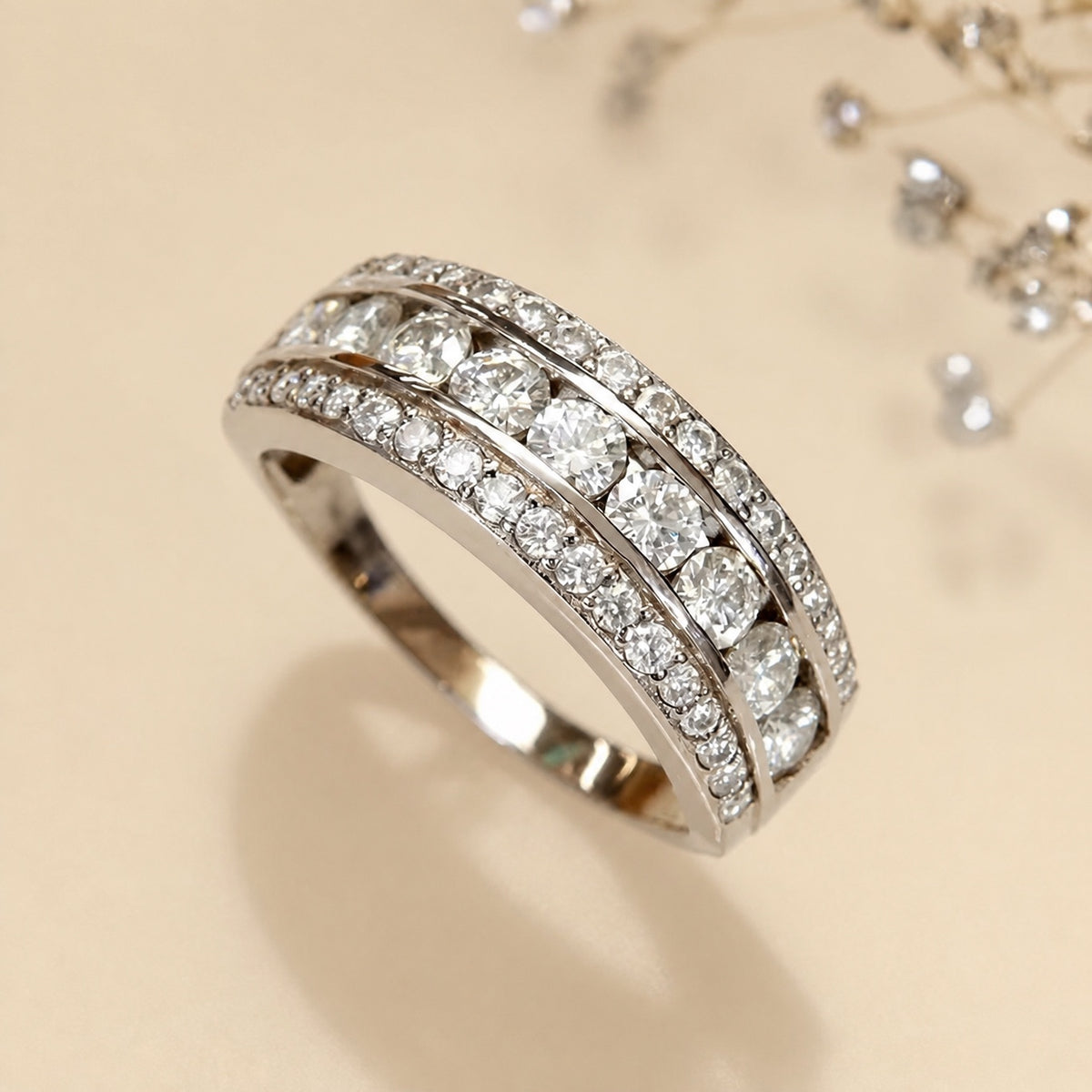 Majestic Multi Row Paved Ring