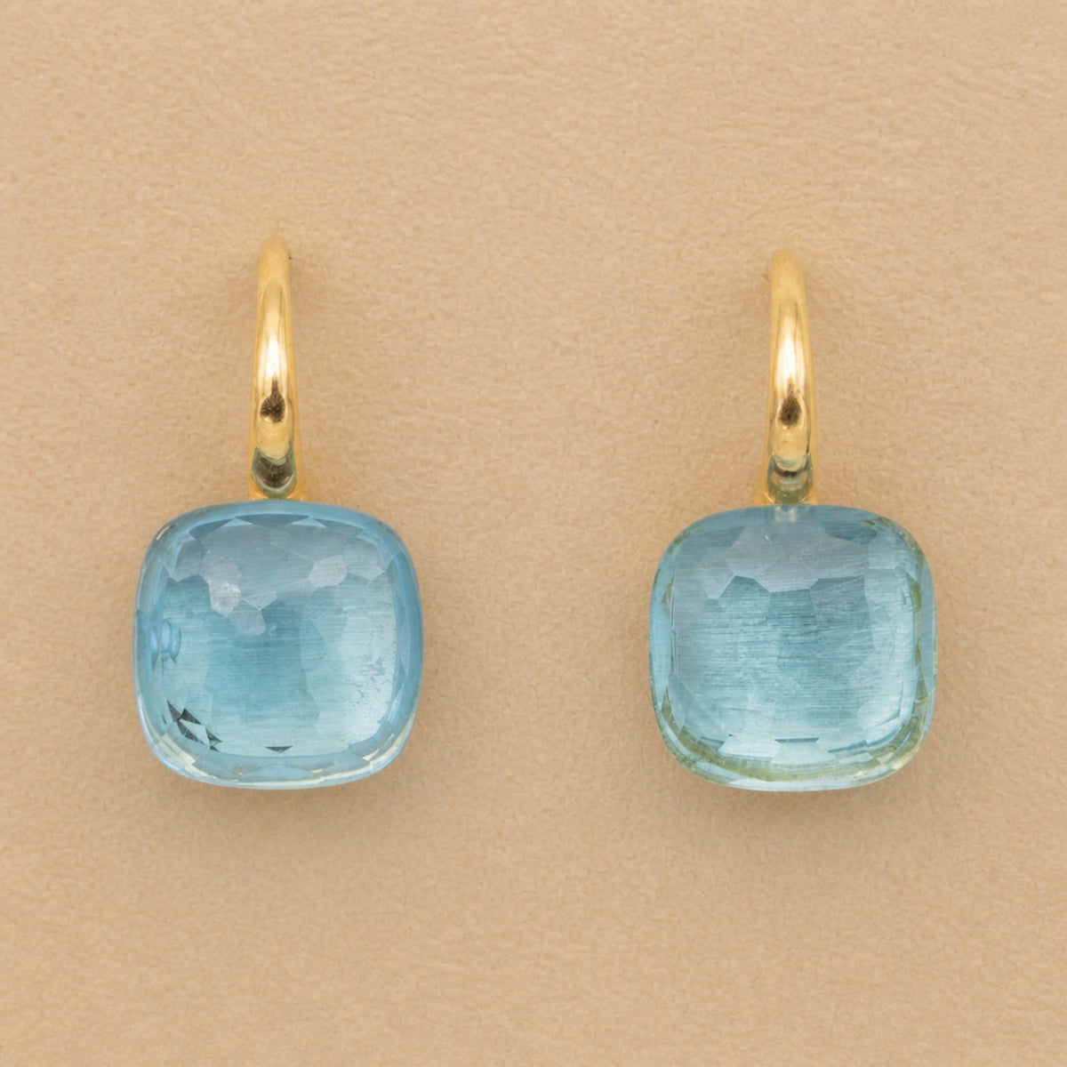 Classic Inlaid Square Topaz Earrings