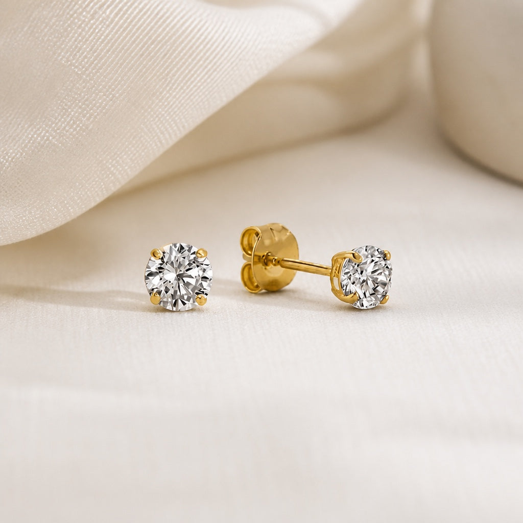 Larmes Stone White Gold Stud Earrings