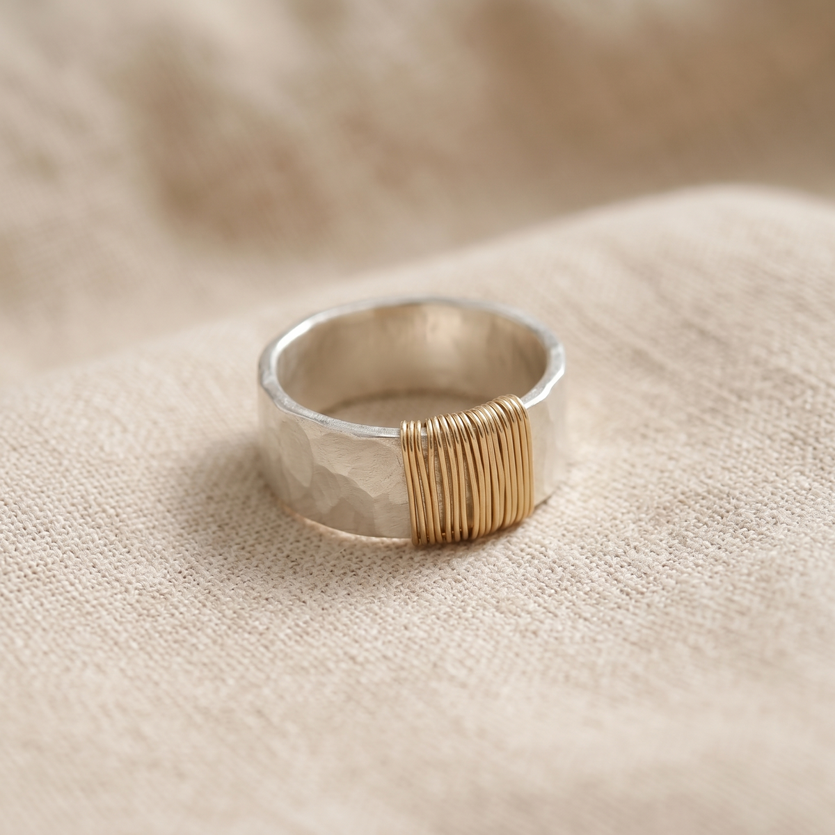 Timeless Gold Threaded Silver Ring