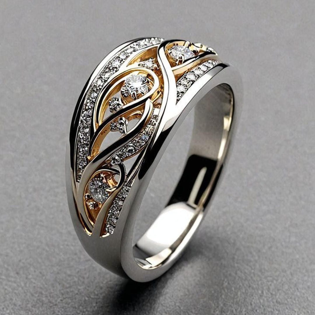 Hollow Gold and Silver Ring