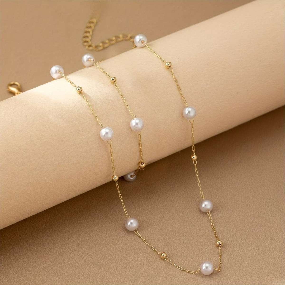 Dainty Pearl Chain Set