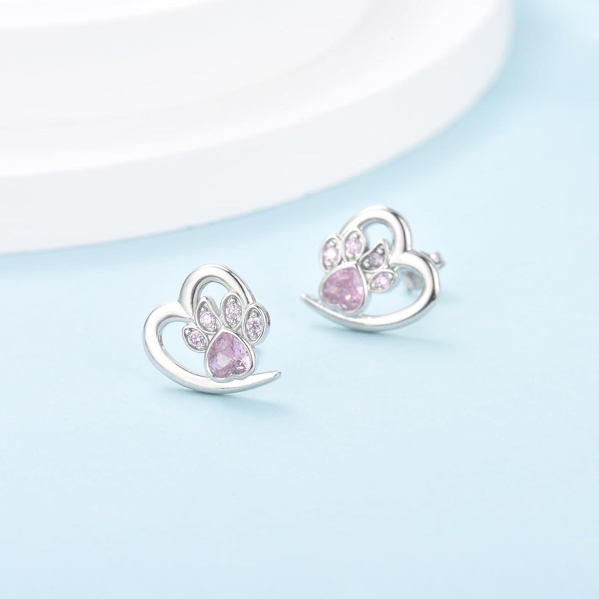 Elegant Paw Heart Earrings