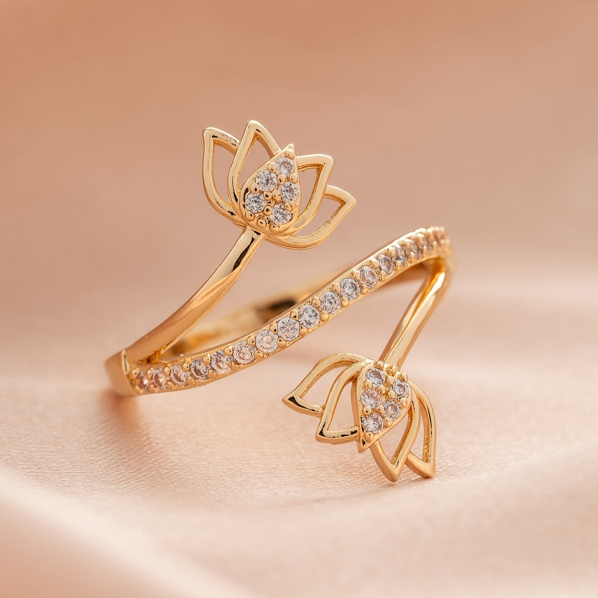 Zirconia Lotus Flower Ring