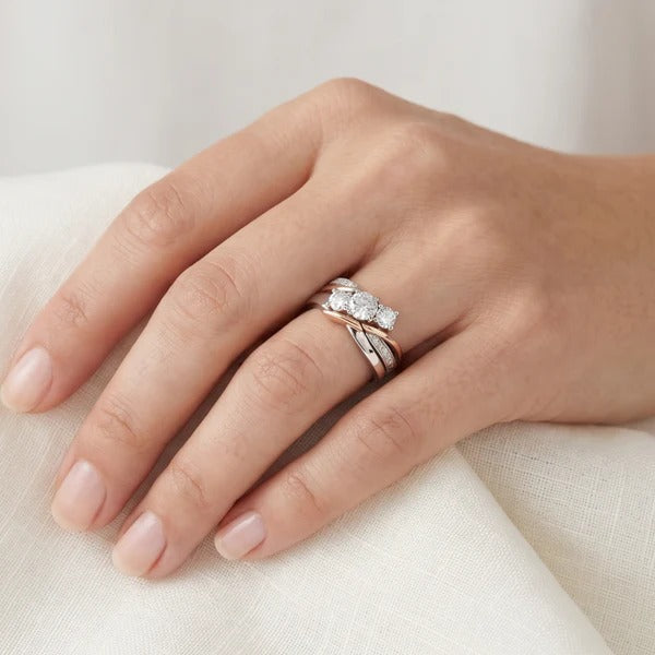 Exquisite Gold Silver Zirconia Ring