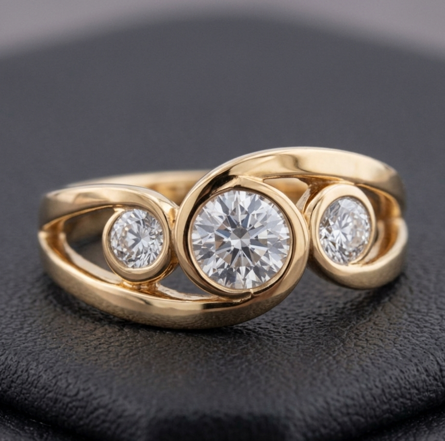 Vintage Spiral Gold Zirconia Ring