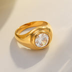 Vintage Forged Gold Zirconia Ring