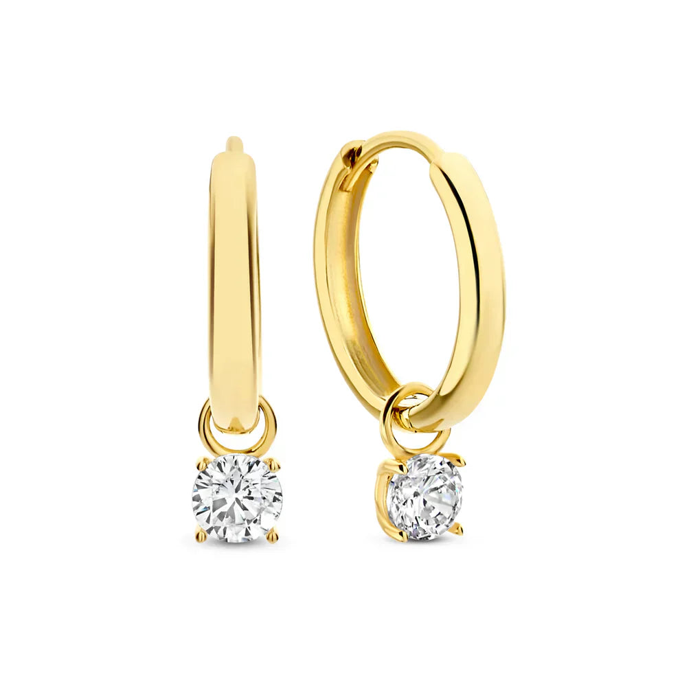 Larmes White Gold Stone Hoop Earrings