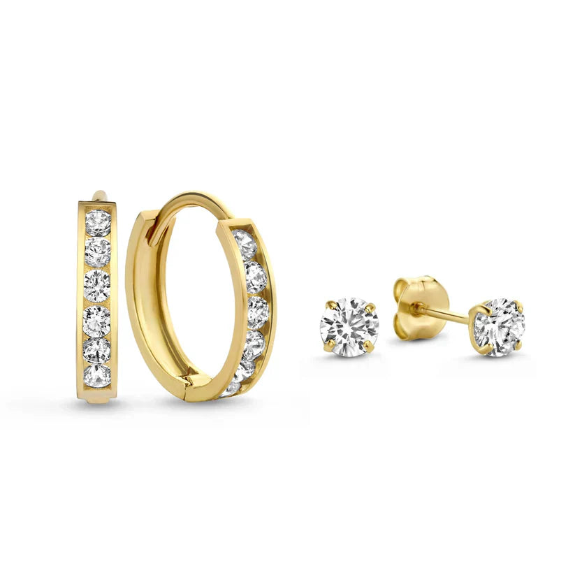Brillane Stone White Gold Earrings Set
