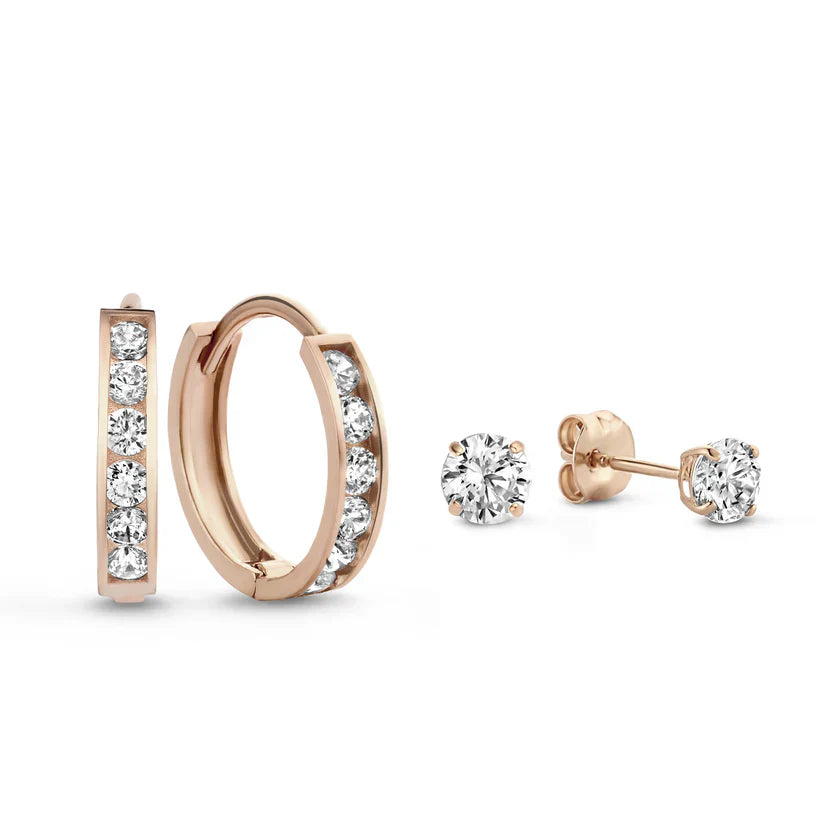 Brillane Stone White Gold Earrings Set
