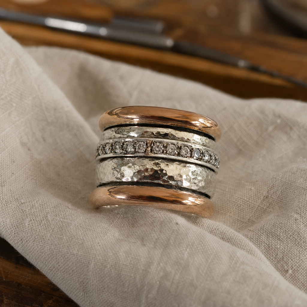 Layered Two Tone Zirconia Ring