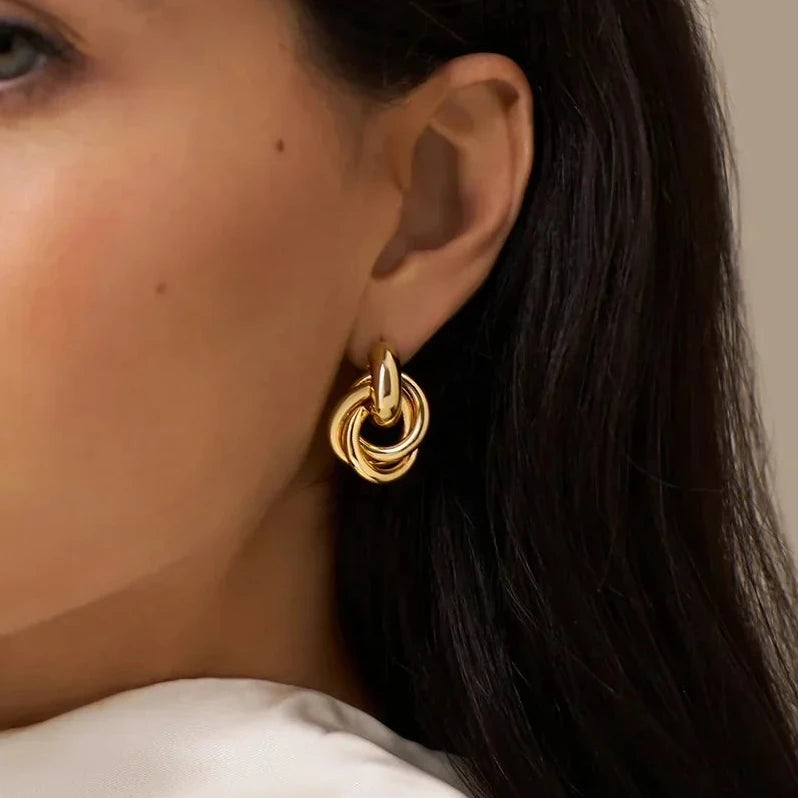 Statement Interlocking White Gold Earrings