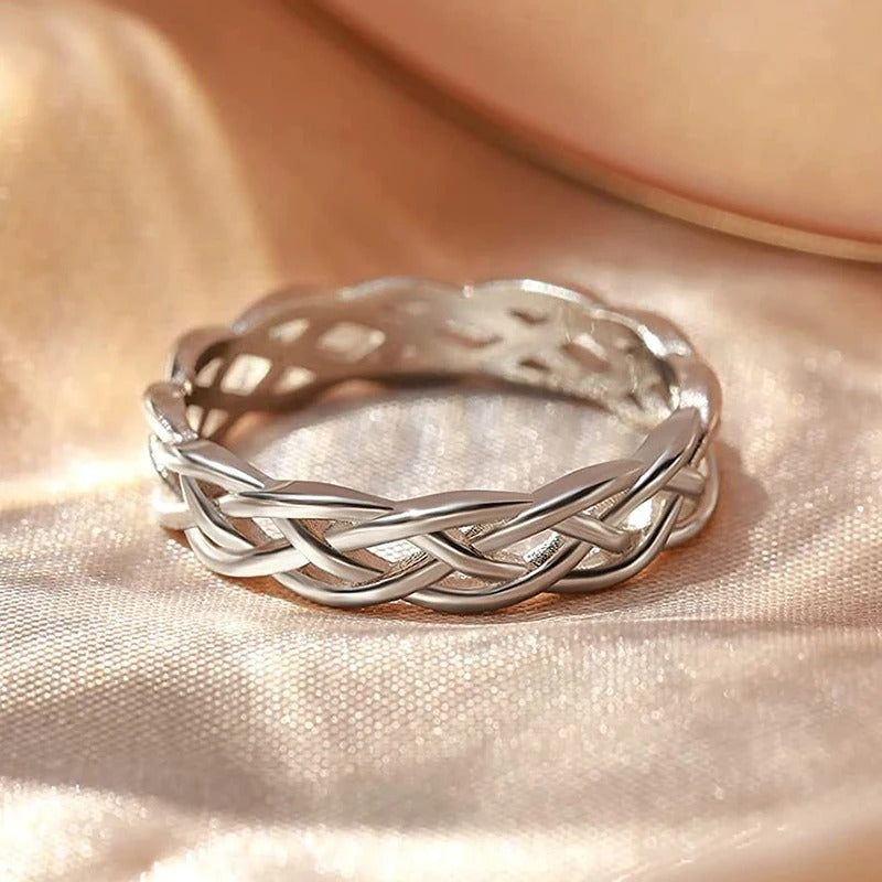 Twisted Woven Silver Band Ring