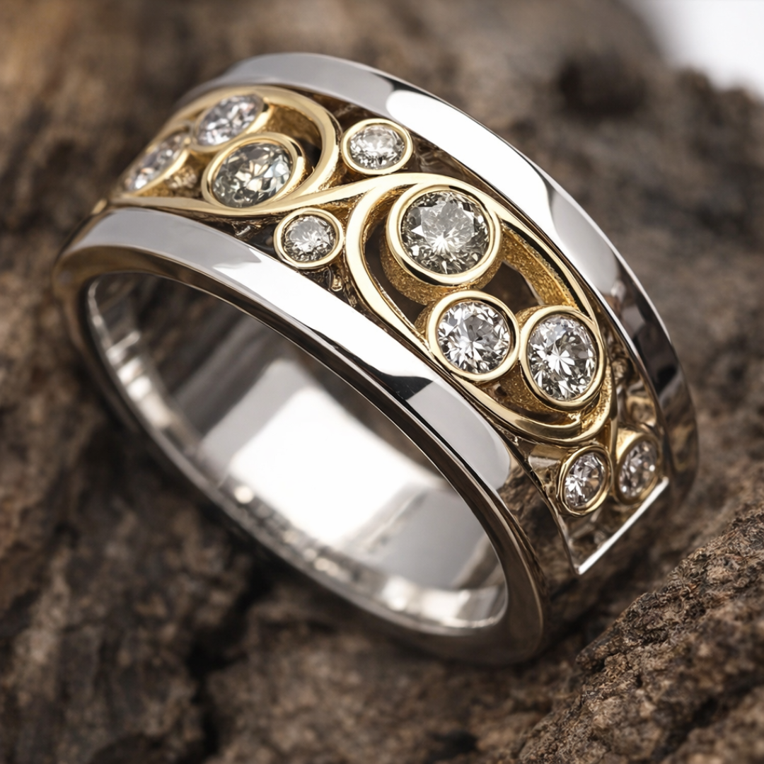 Two Tone Ivy Zirconia Ring