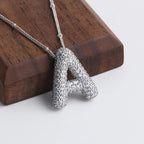 Bubble Letter Gold Initial Necklace