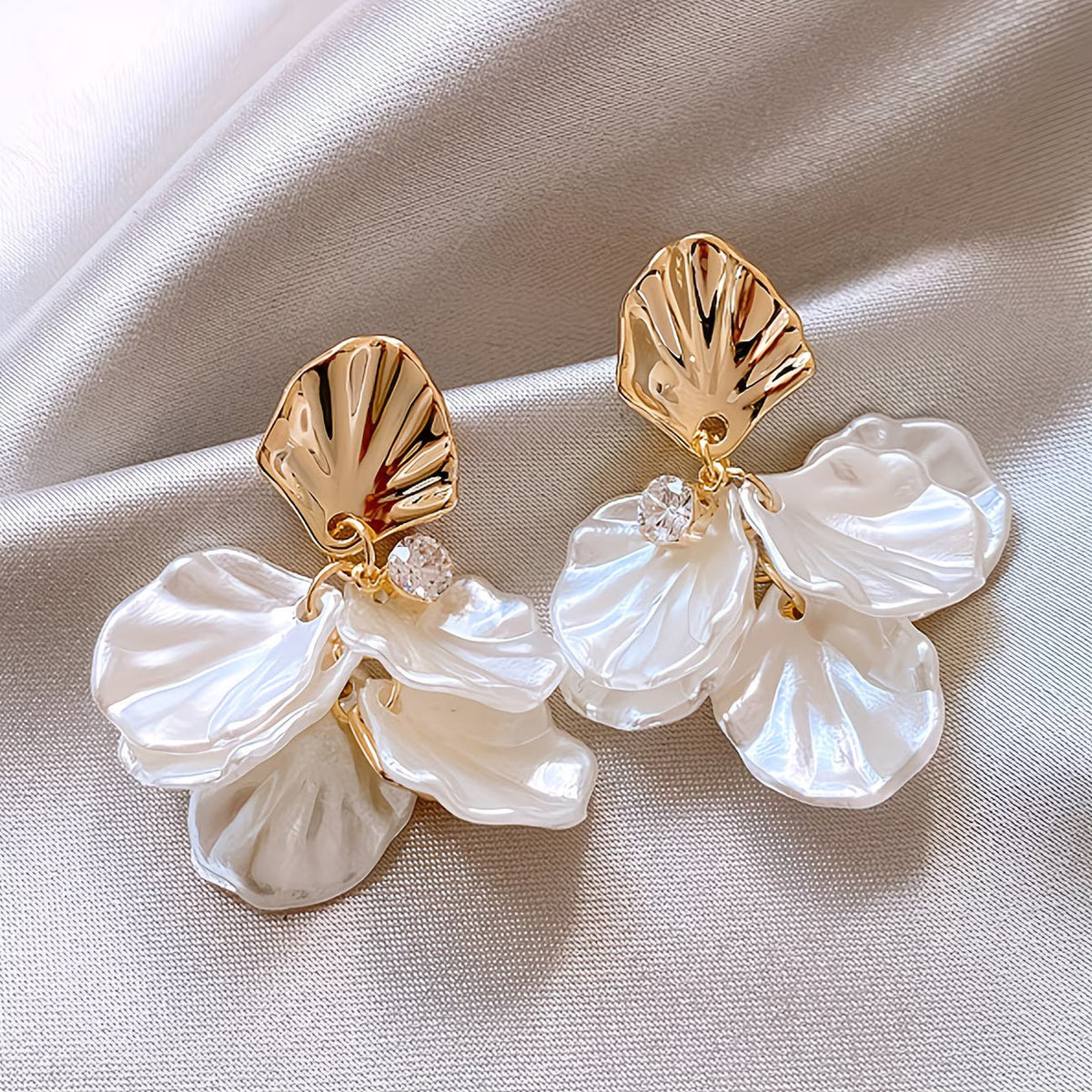 The Frosted Petal Pearl Earrings