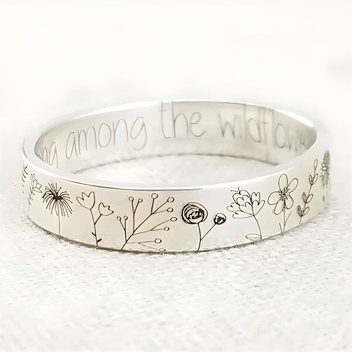 Minimalist Silver Flowers Ring