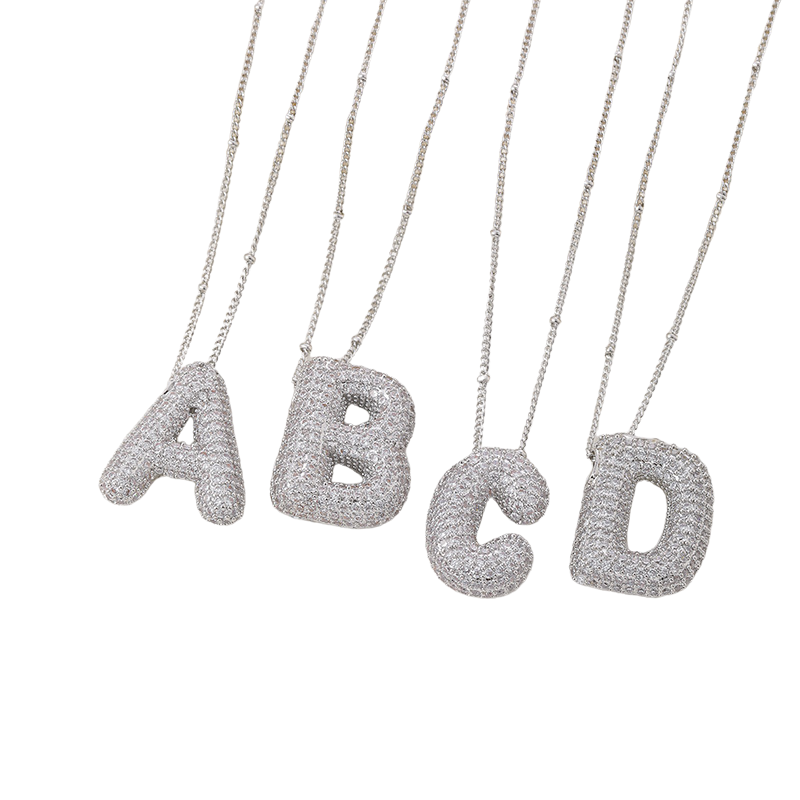 Bubble Letter Gold Initial Necklace
