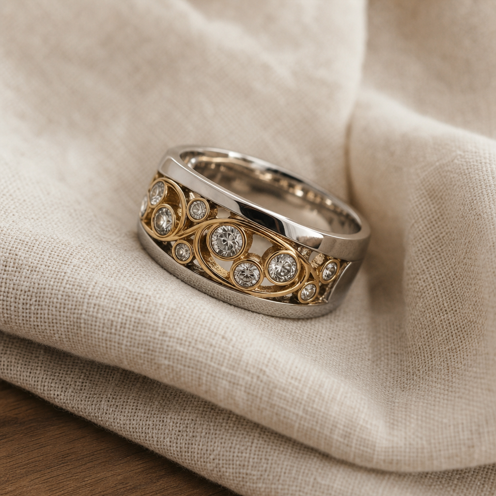 Gold Silver Ivy Zirconia Ring