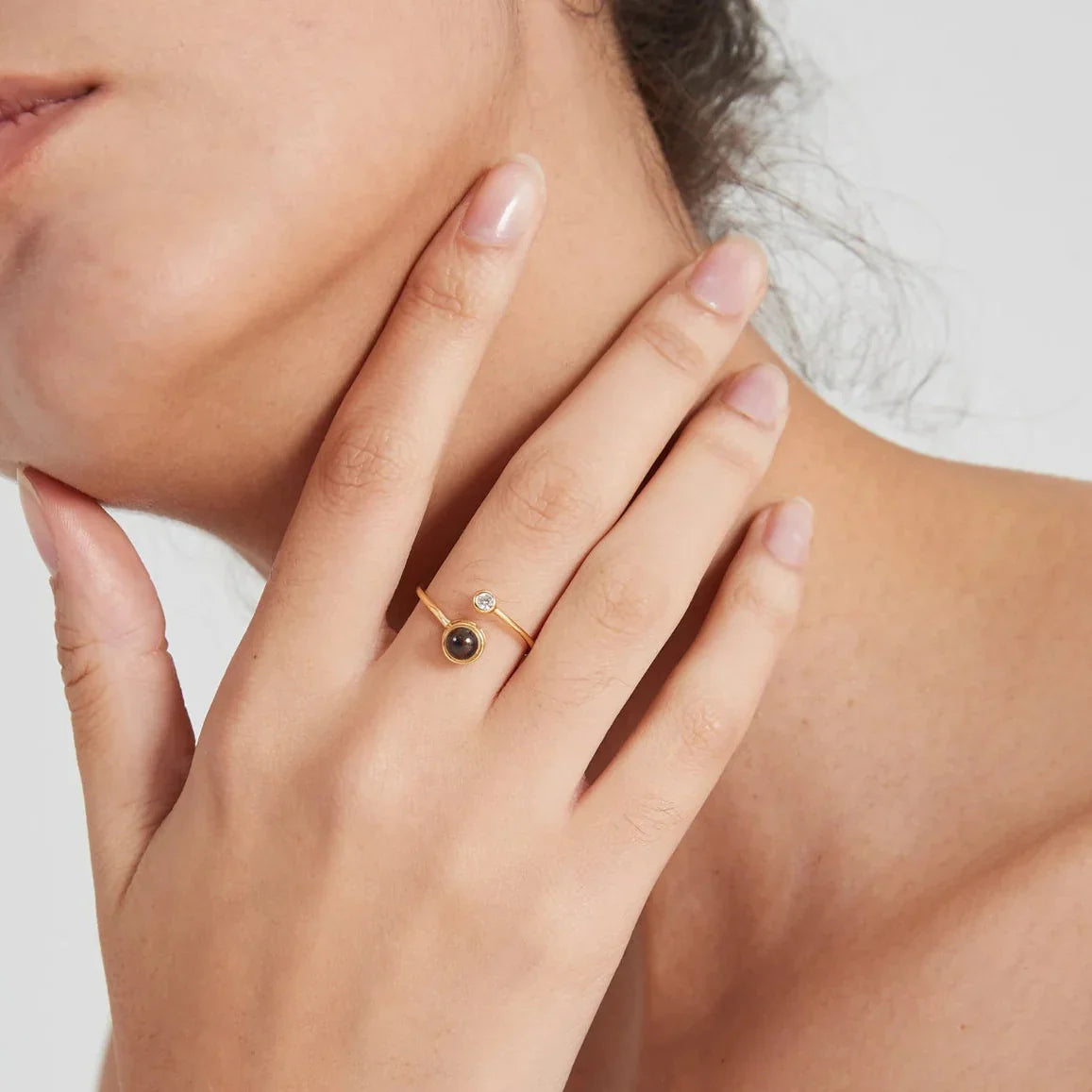 Radiant Labradorite Moonstone Open Ring