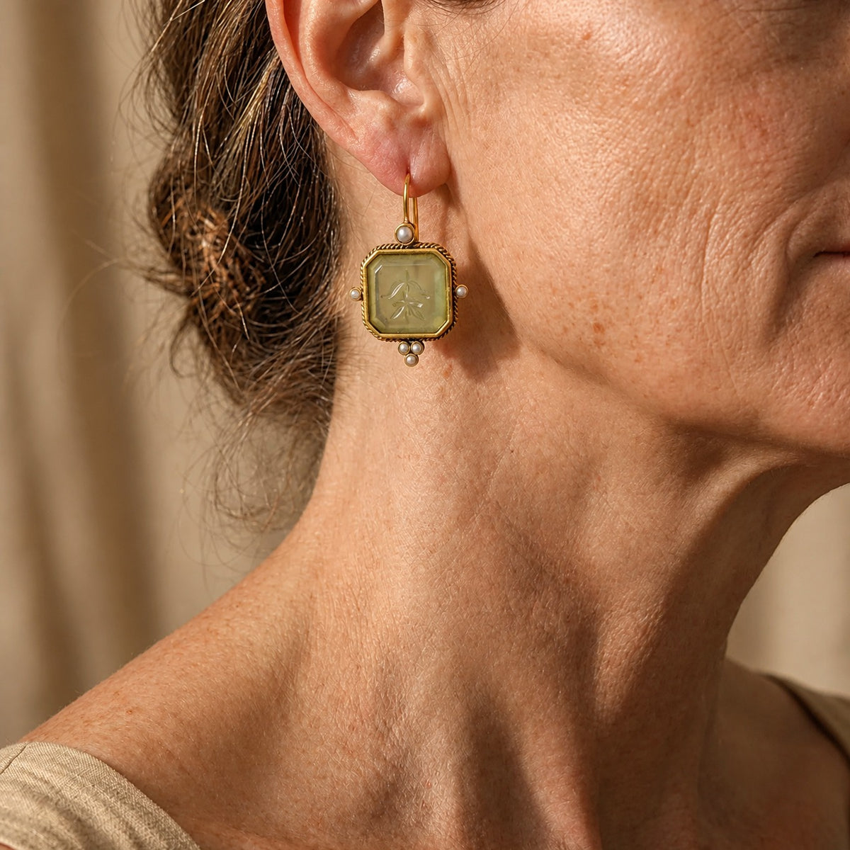 Vintage Pearl Geometric Earrings