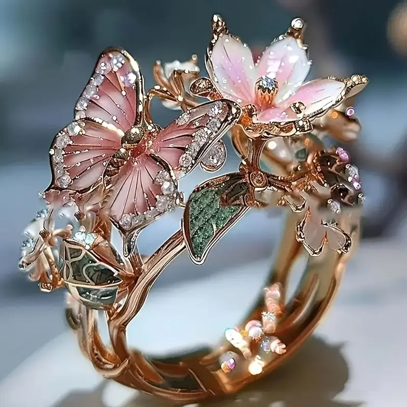 Nature Butterfly Zirconia Ring