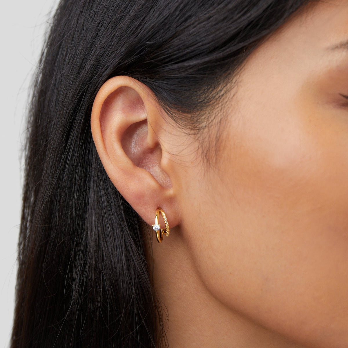 Crystal Gold Hoop Earrings