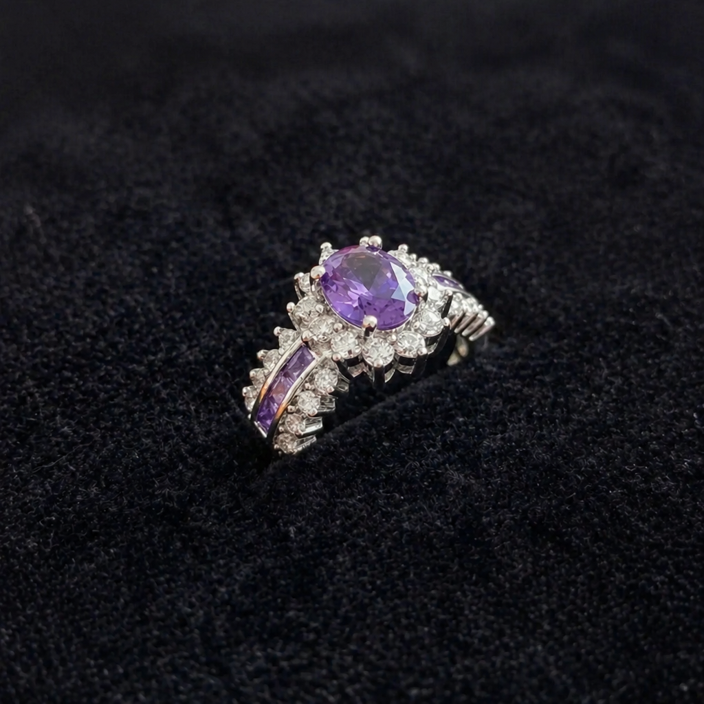 Amethyne Twilight Crown White Gold Ring