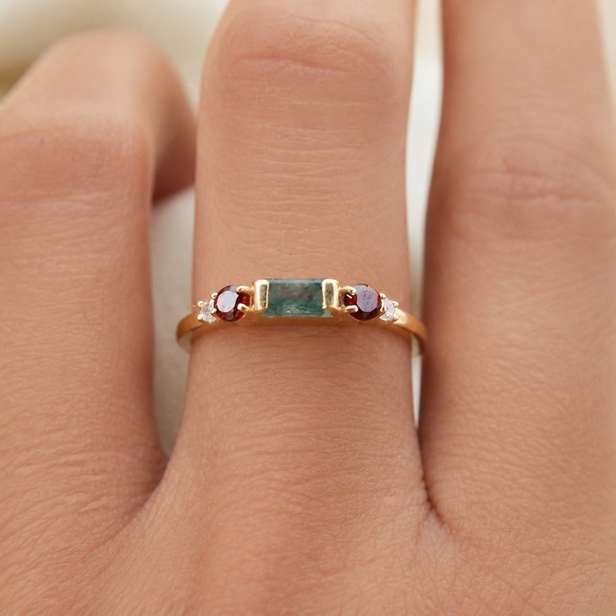 Golden Ruby Mosaic Ring