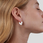 Classic White Heart Earrings